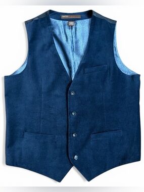 PERRY ELLIS Dark Navy Cotton Velvet Feel Vest Men's Size L